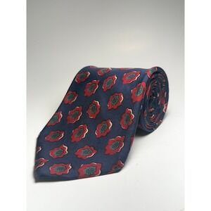 Brooks Brothers Navy Blue Red Floral Silk‎ Tie Made in USA